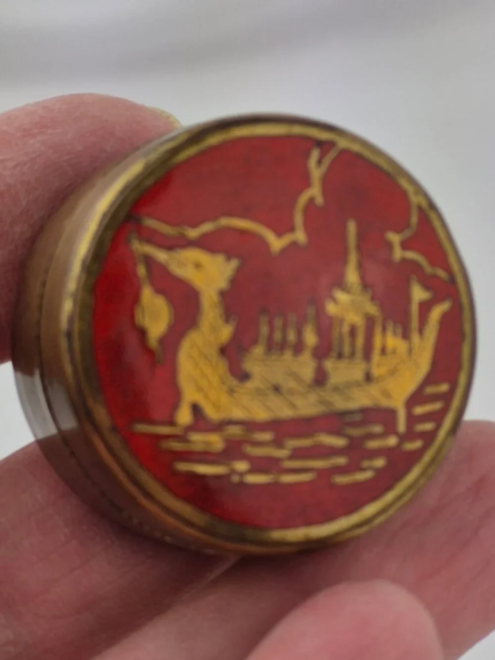 Vintage Brass Thailand Pill Box vintage brass